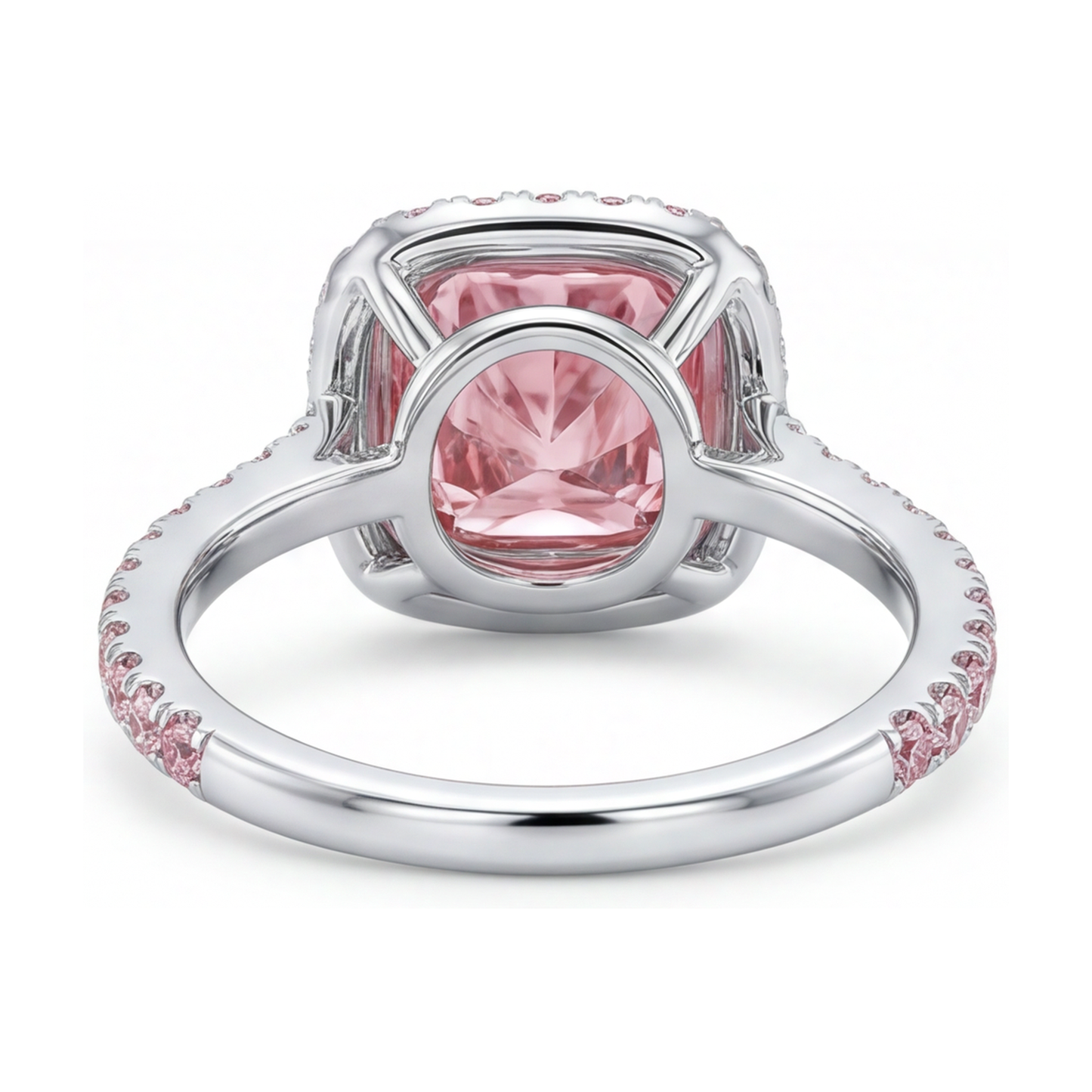 Anello con diamante rosa taglio cuscino da 3,2 carati