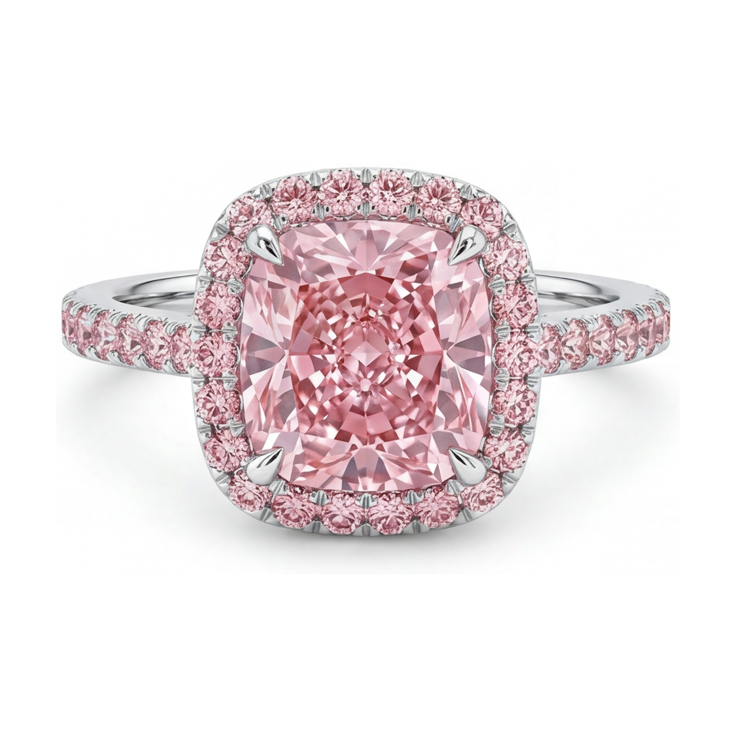 Anello con diamante rosa taglio cuscino da 3,2 carati