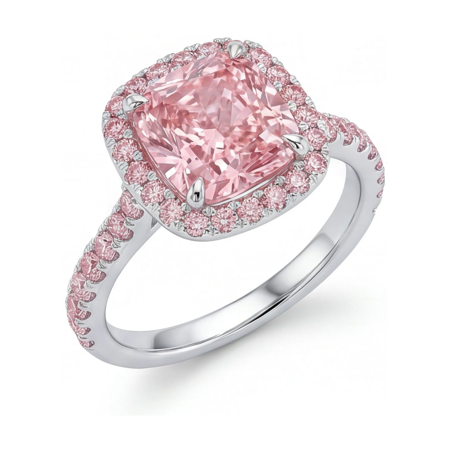 Anello con diamante rosa taglio cuscino da 3,2 carati