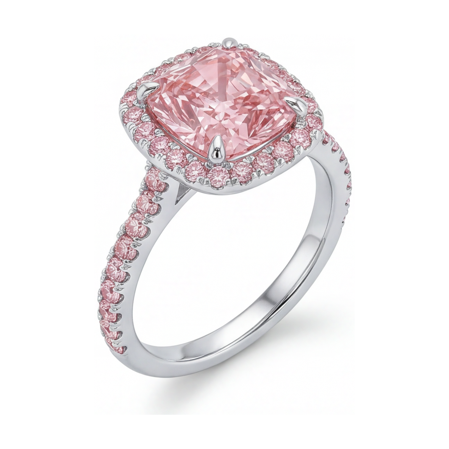 Anello con diamante rosa taglio cuscino da 3,2 carati