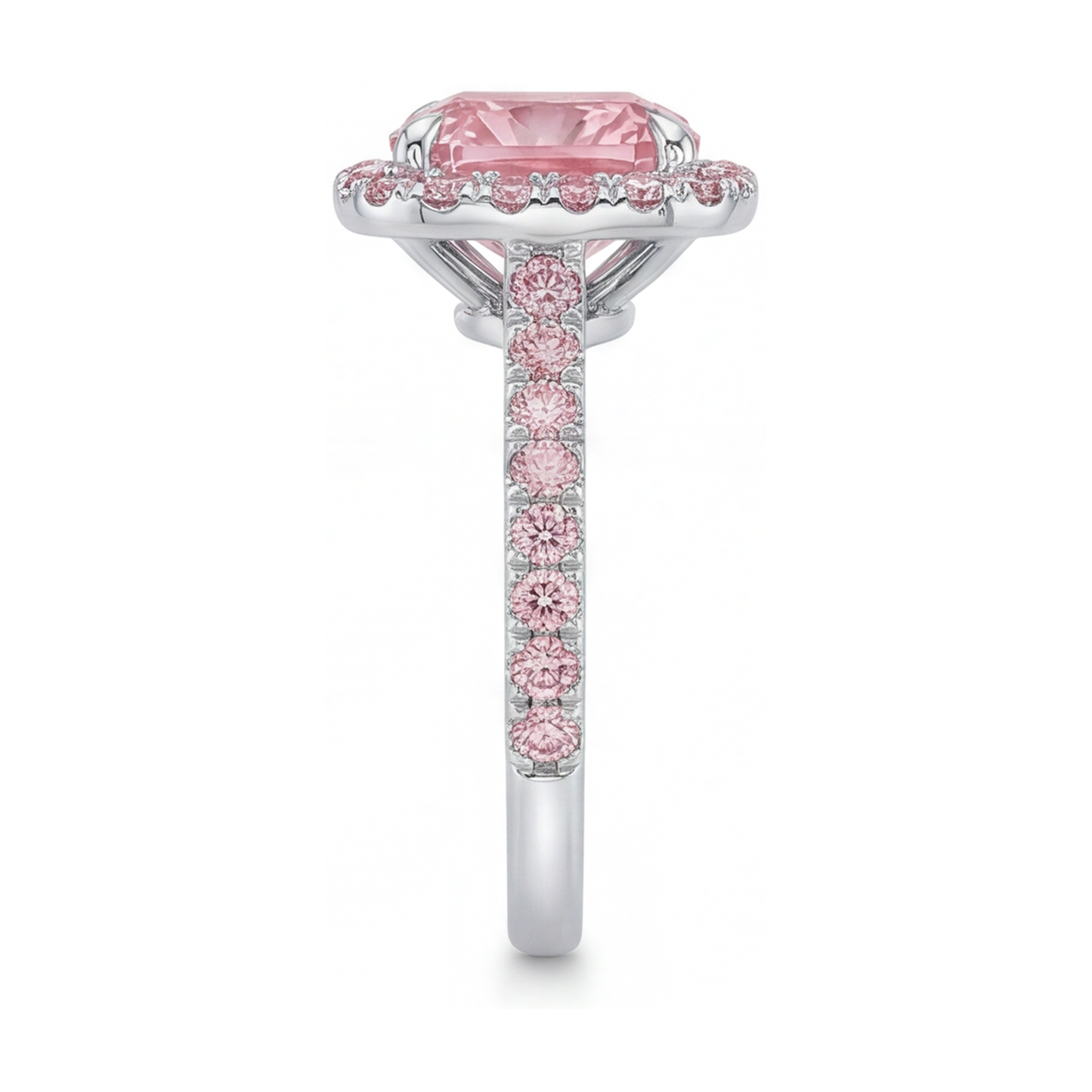 Anello con diamante rosa taglio cuscino da 3,2 carati