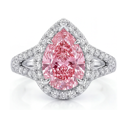 Anello con diamante rosa taglio a goccia da 3,2 carati
