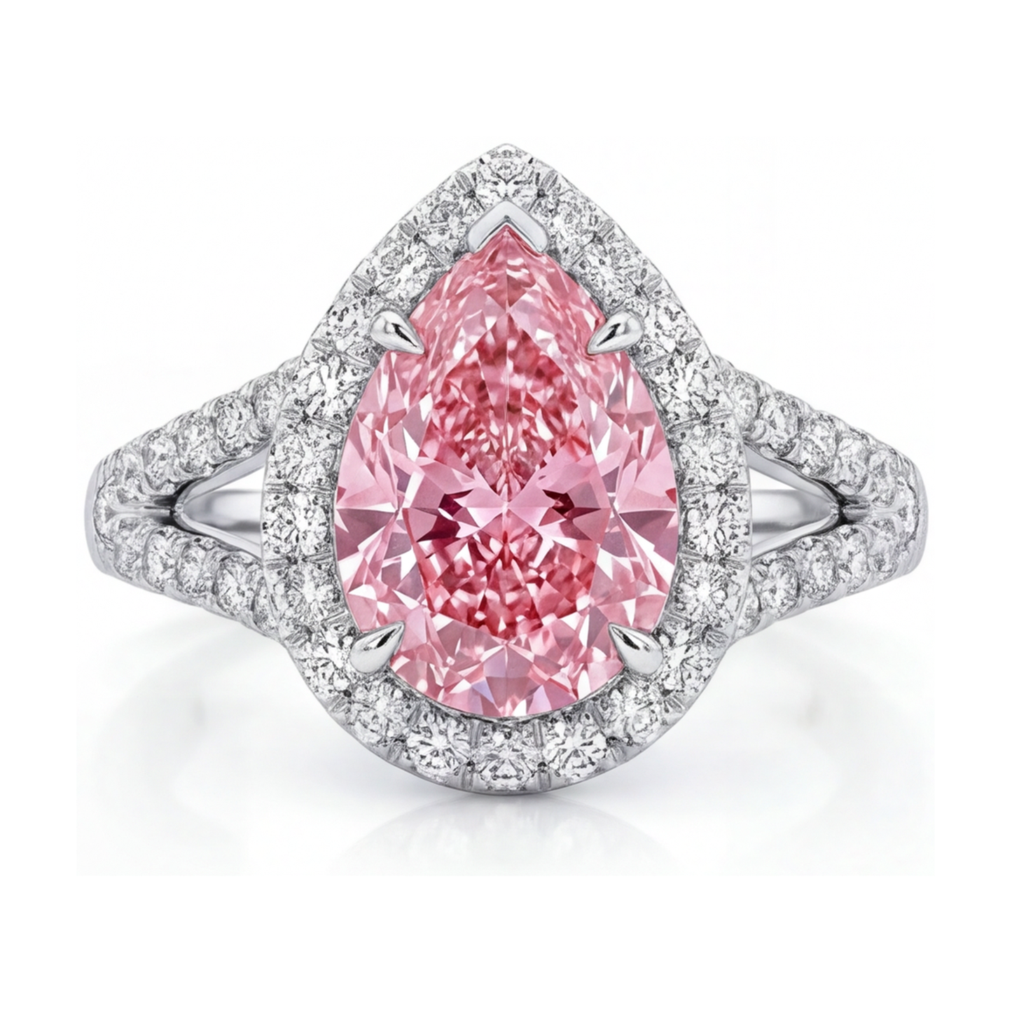 Anello con diamante rosa taglio a goccia da 3,2 carati