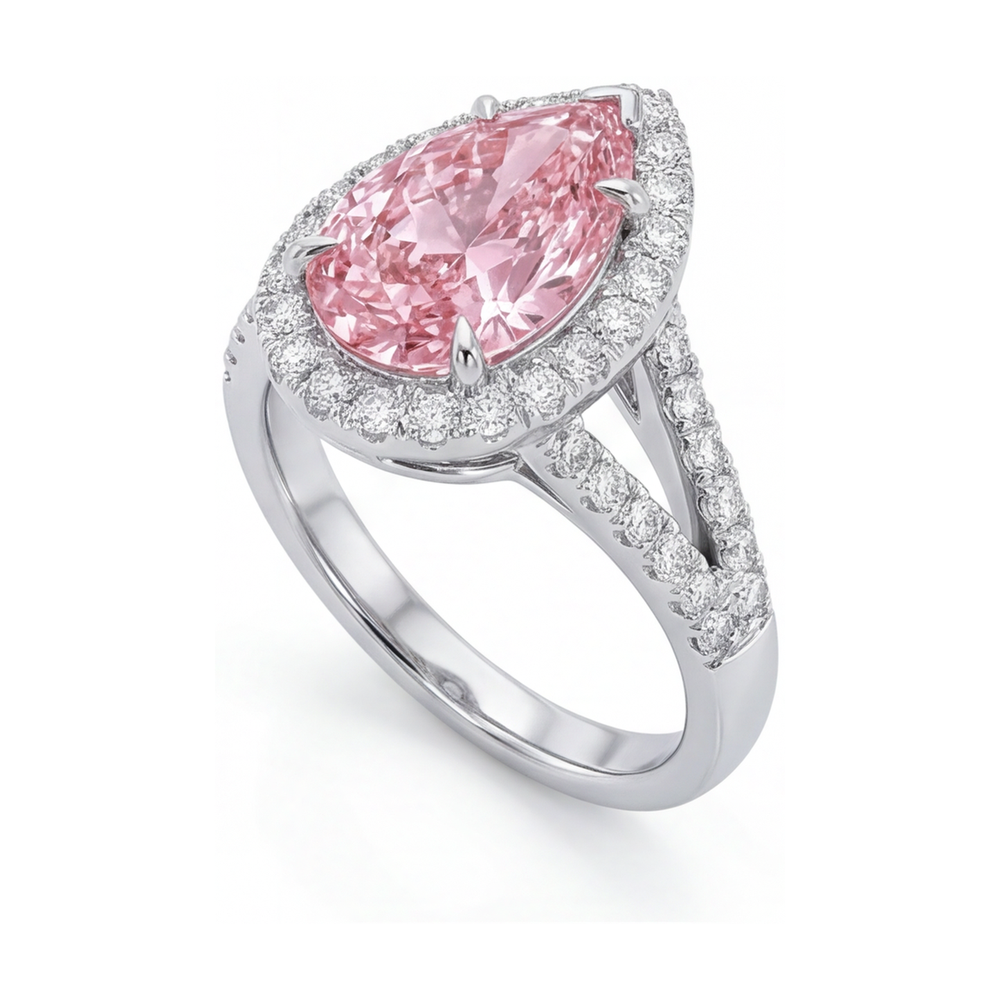Anello con diamante rosa taglio a goccia da 3,2 carati