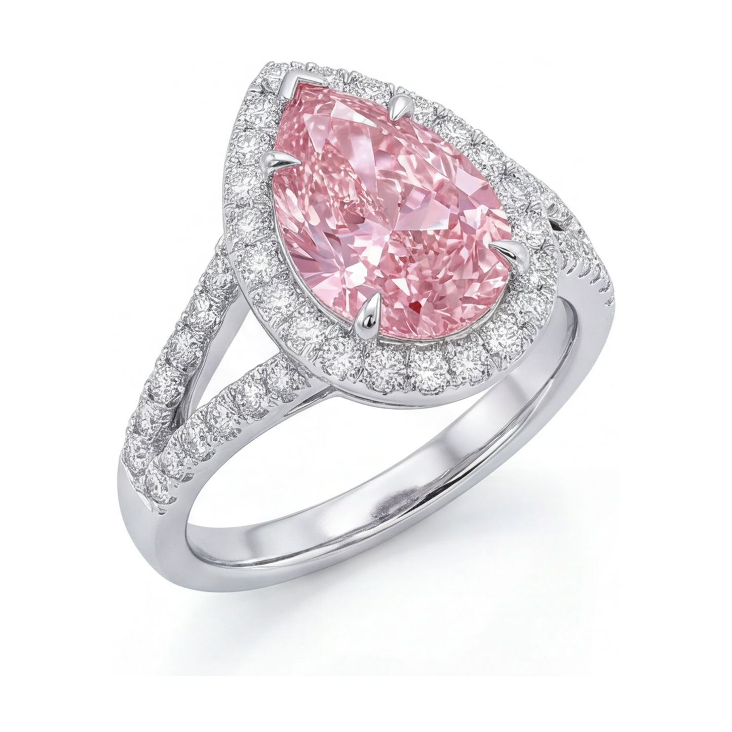 Anello con diamante rosa taglio a goccia da 3,2 carati