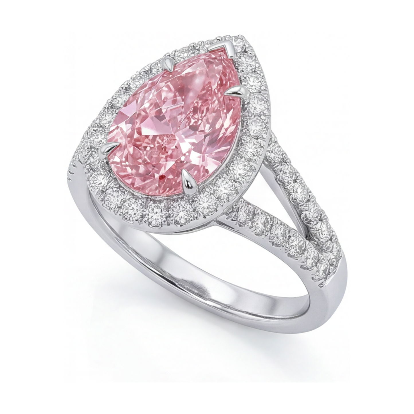 Anello con diamante rosa taglio a goccia da 3,2 carati