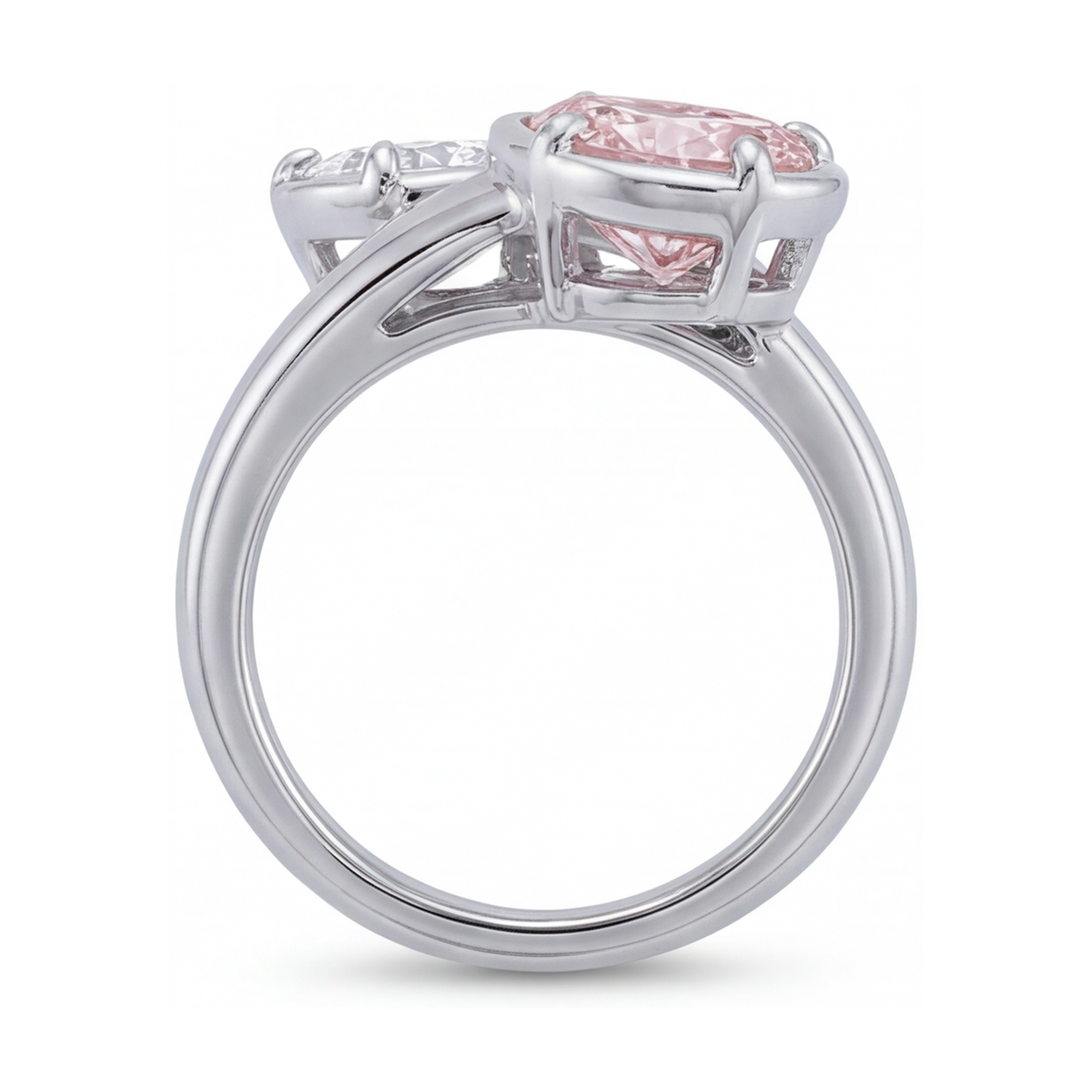 Anello Toi et Moi contrarié con diamante rosa a goccia da 3,2 carati