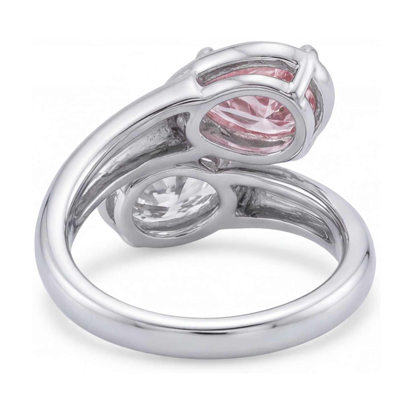 Anello Toi et Moi contrarié con diamante rosa a goccia da 3,2 carati