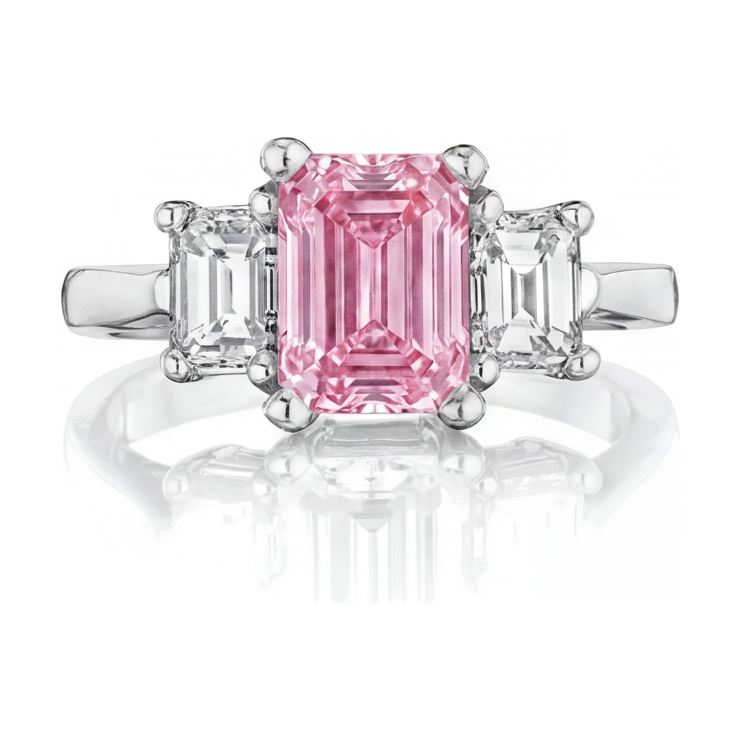Anello con diamante rosa taglio smeraldo da 3,4 carati
