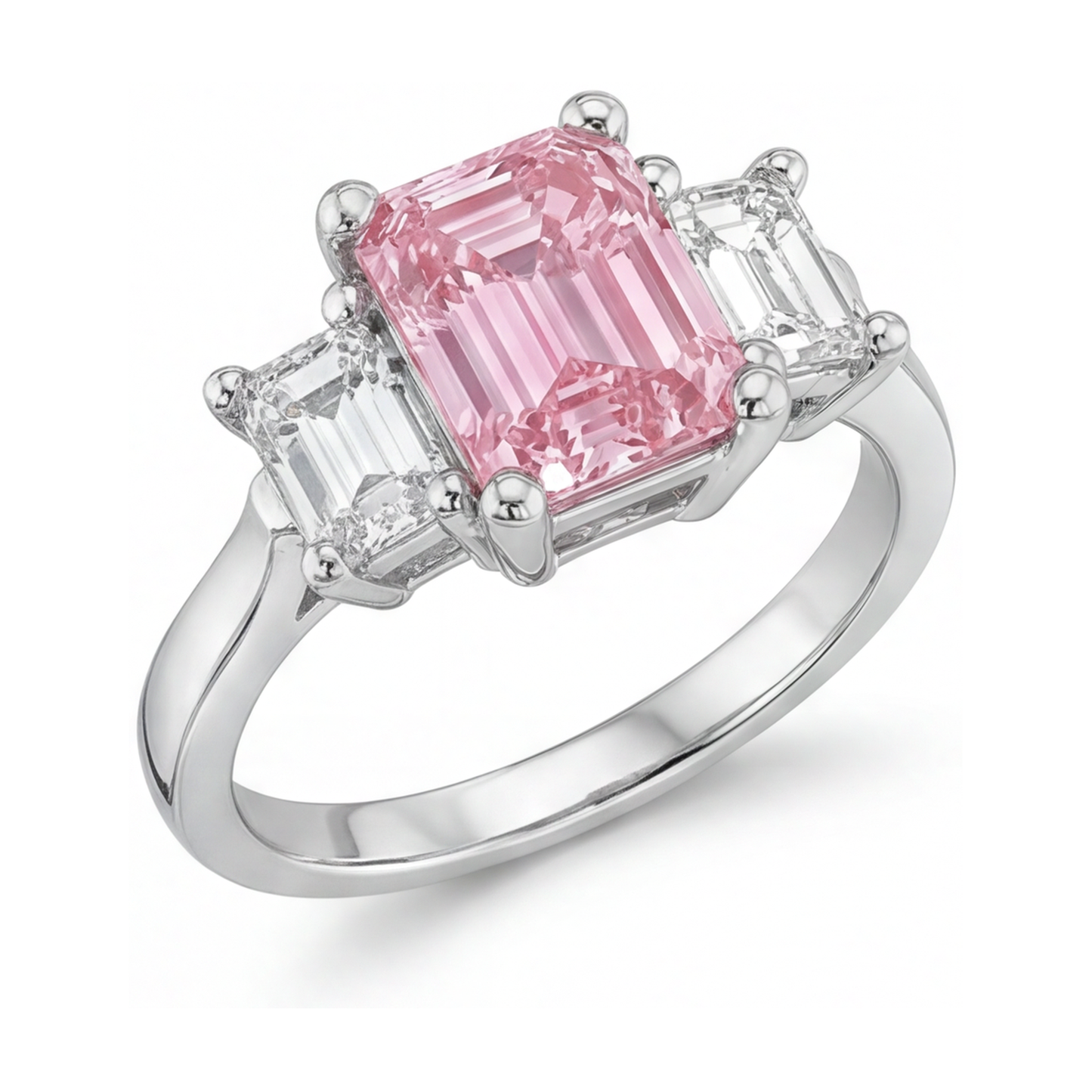 Anello con diamante rosa taglio smeraldo da 3,4 carati