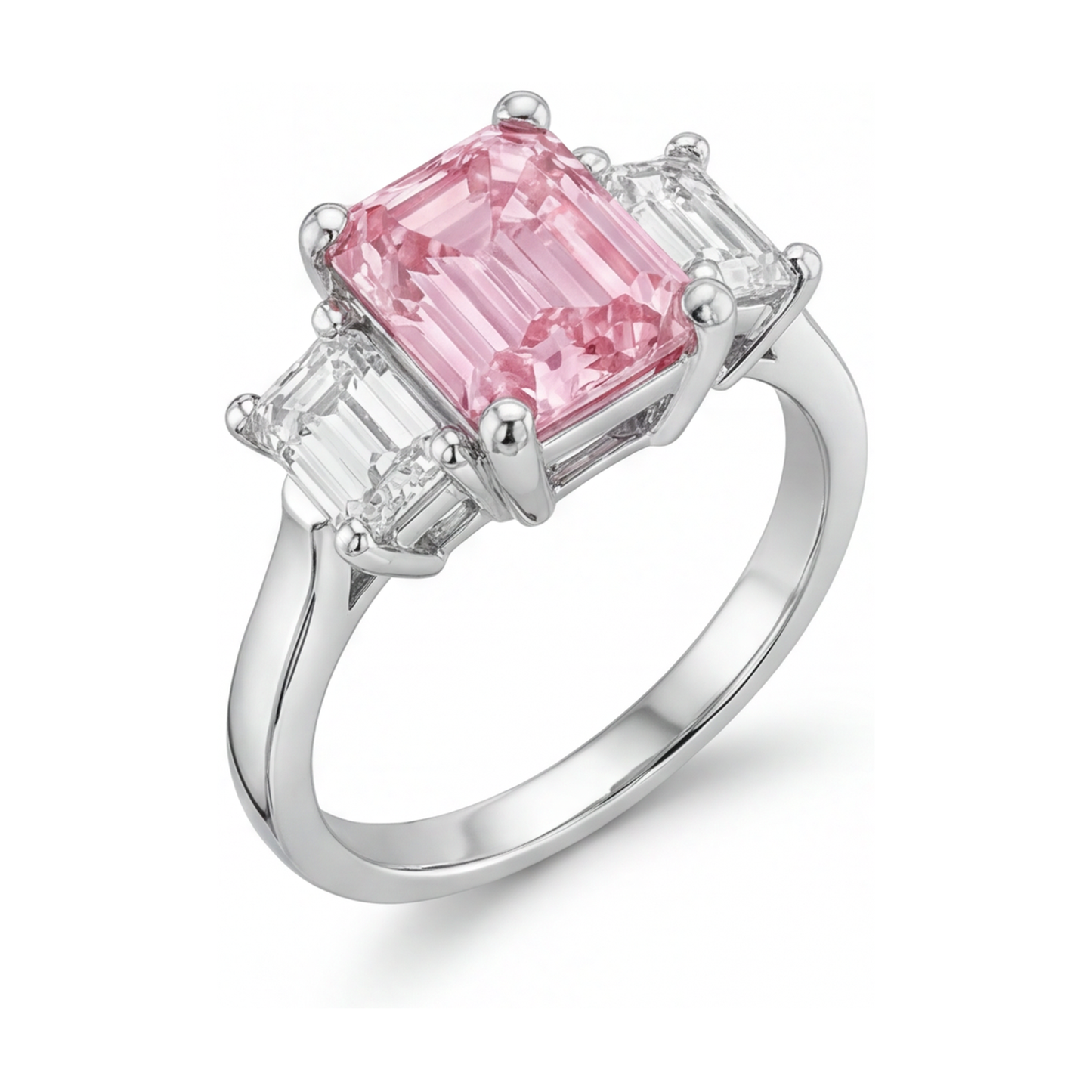 Anello con diamante rosa taglio smeraldo da 3,4 carati