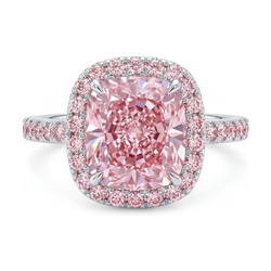 Anello con Diamante Rosa Taglio Cuscino da 3,8 Carati