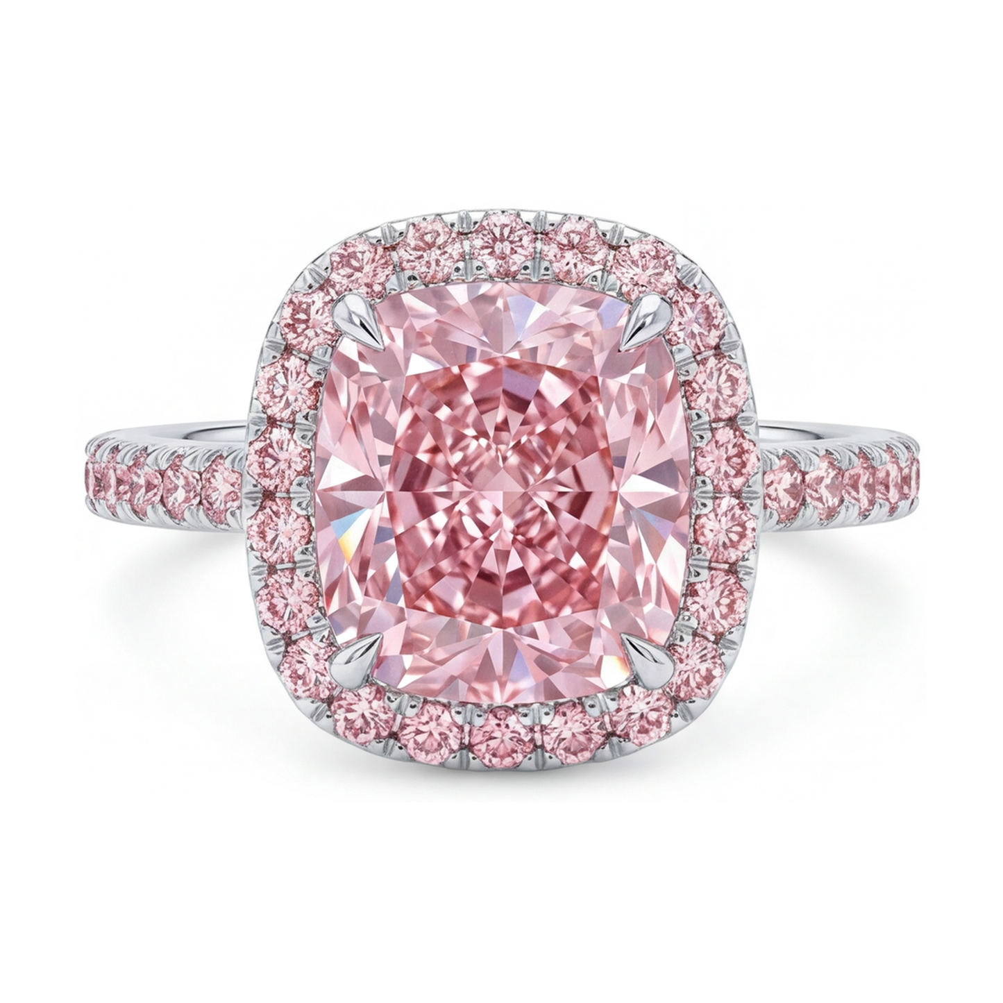 Anello con Diamante Rosa Taglio Cuscino da 3,8 Carati
