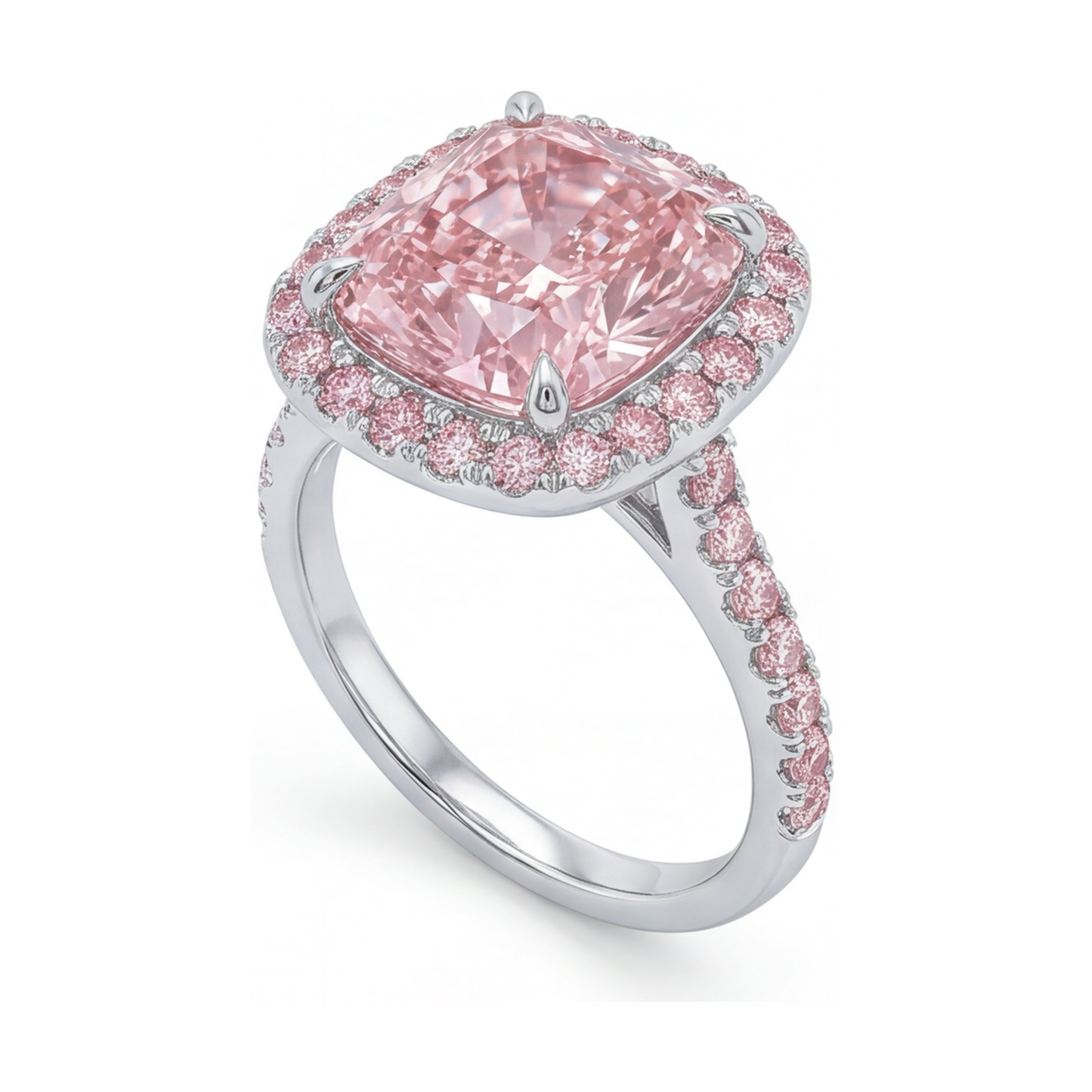 Anello con Diamante Rosa Taglio Cuscino da 3,8 Carati