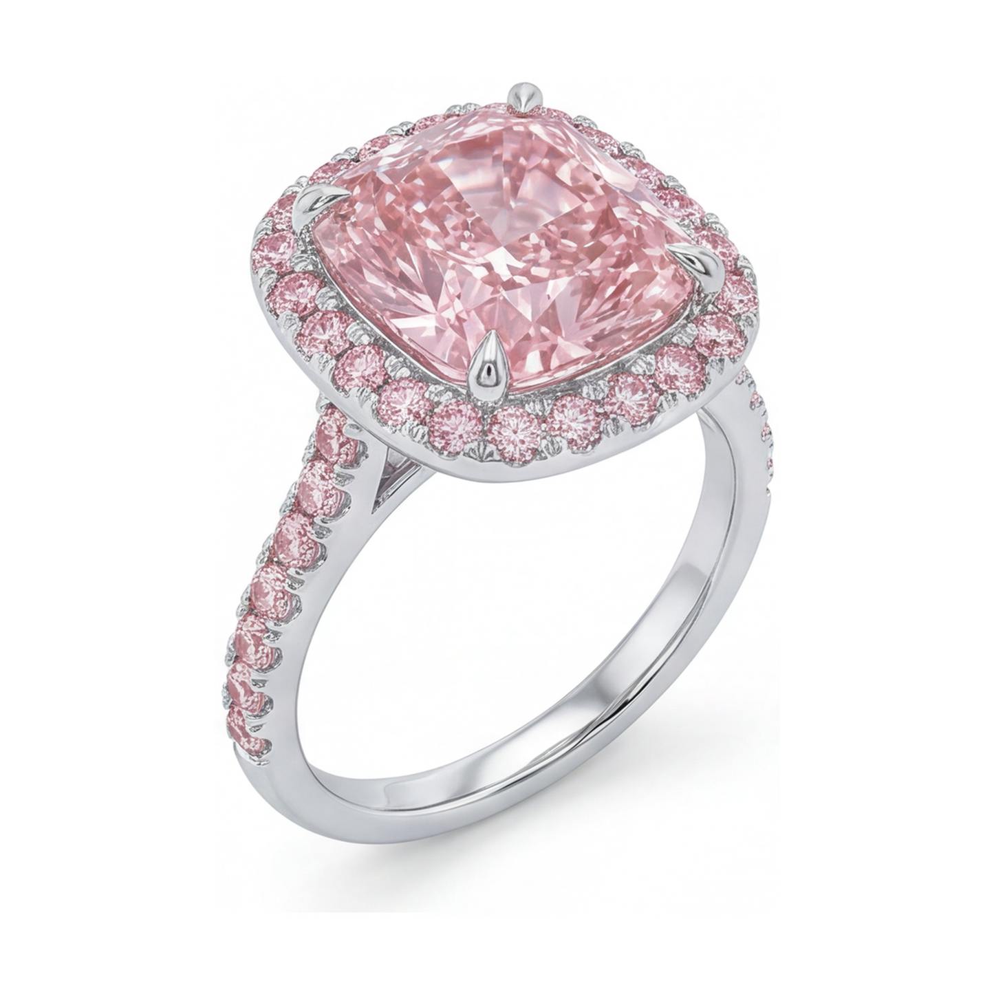 Anello con Diamante Rosa Taglio Cuscino da 3,8 Carati