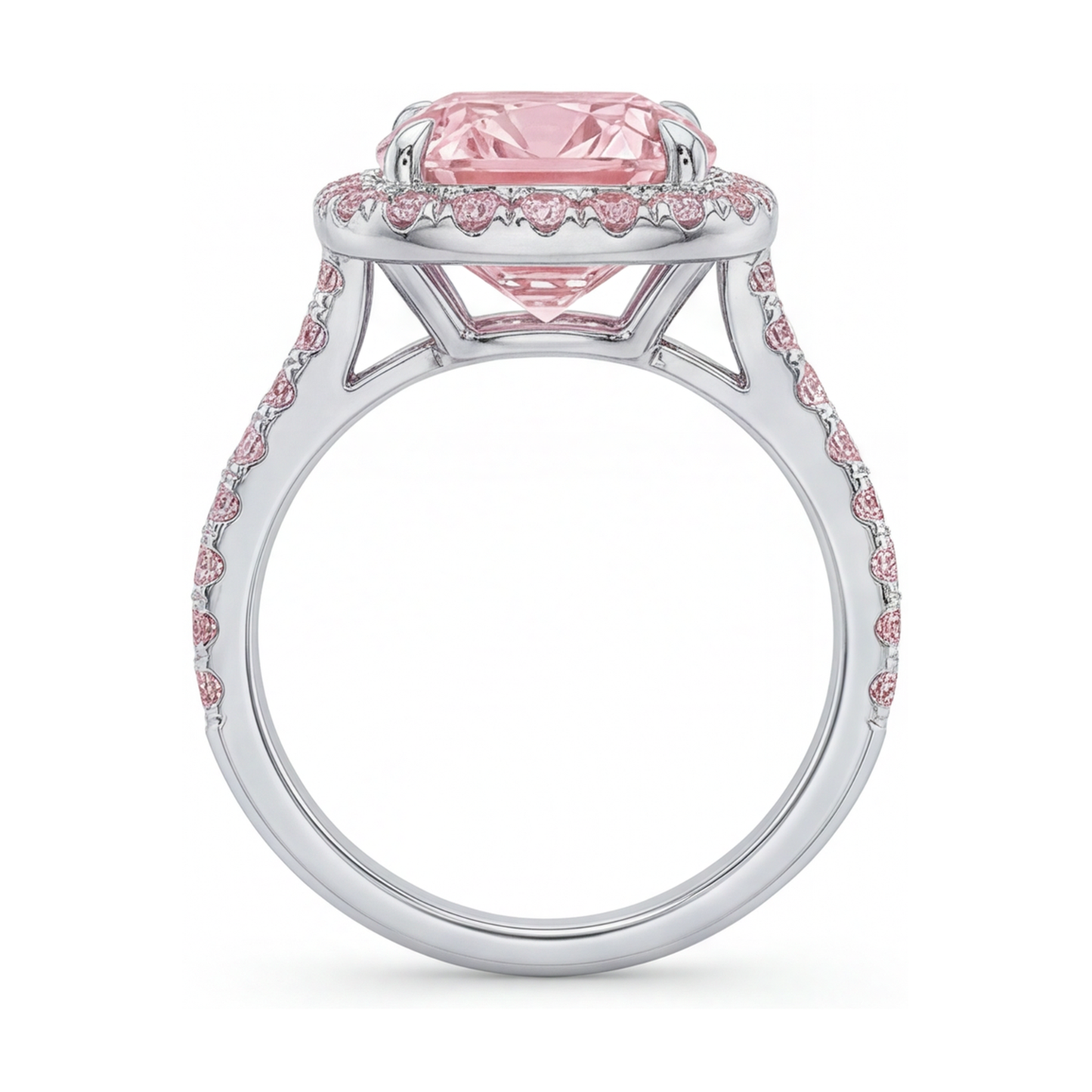 Anello con Diamante Rosa Taglio Cuscino da 3,8 Carati