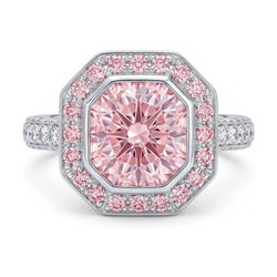 Anello con diamante rosa taglio rotondo da 3,9 carati