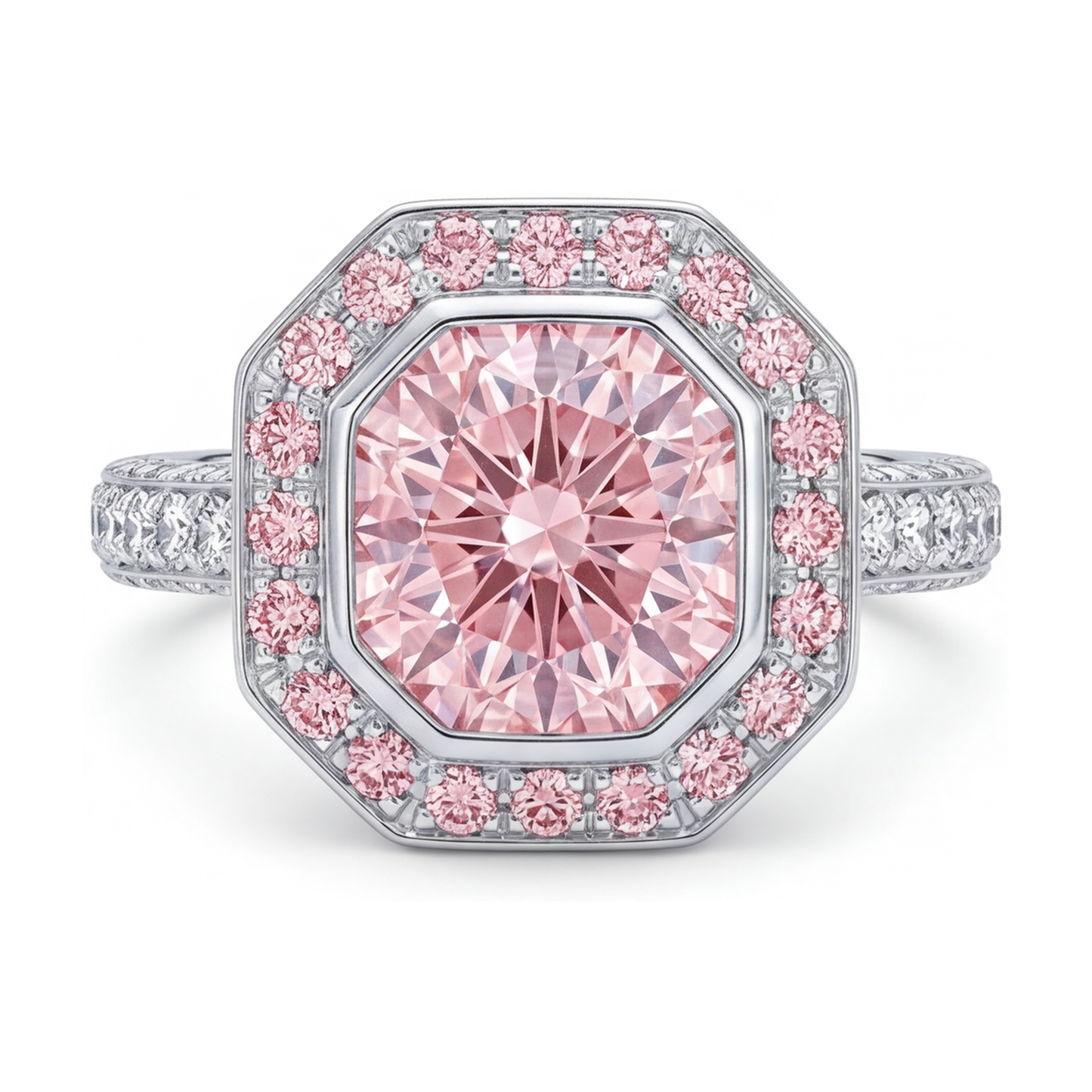 Anello con diamante rosa taglio rotondo da 3,9 carati