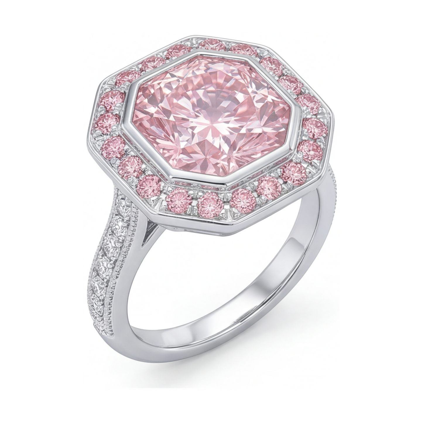 Anello con diamante rosa taglio rotondo da 3,9 carati