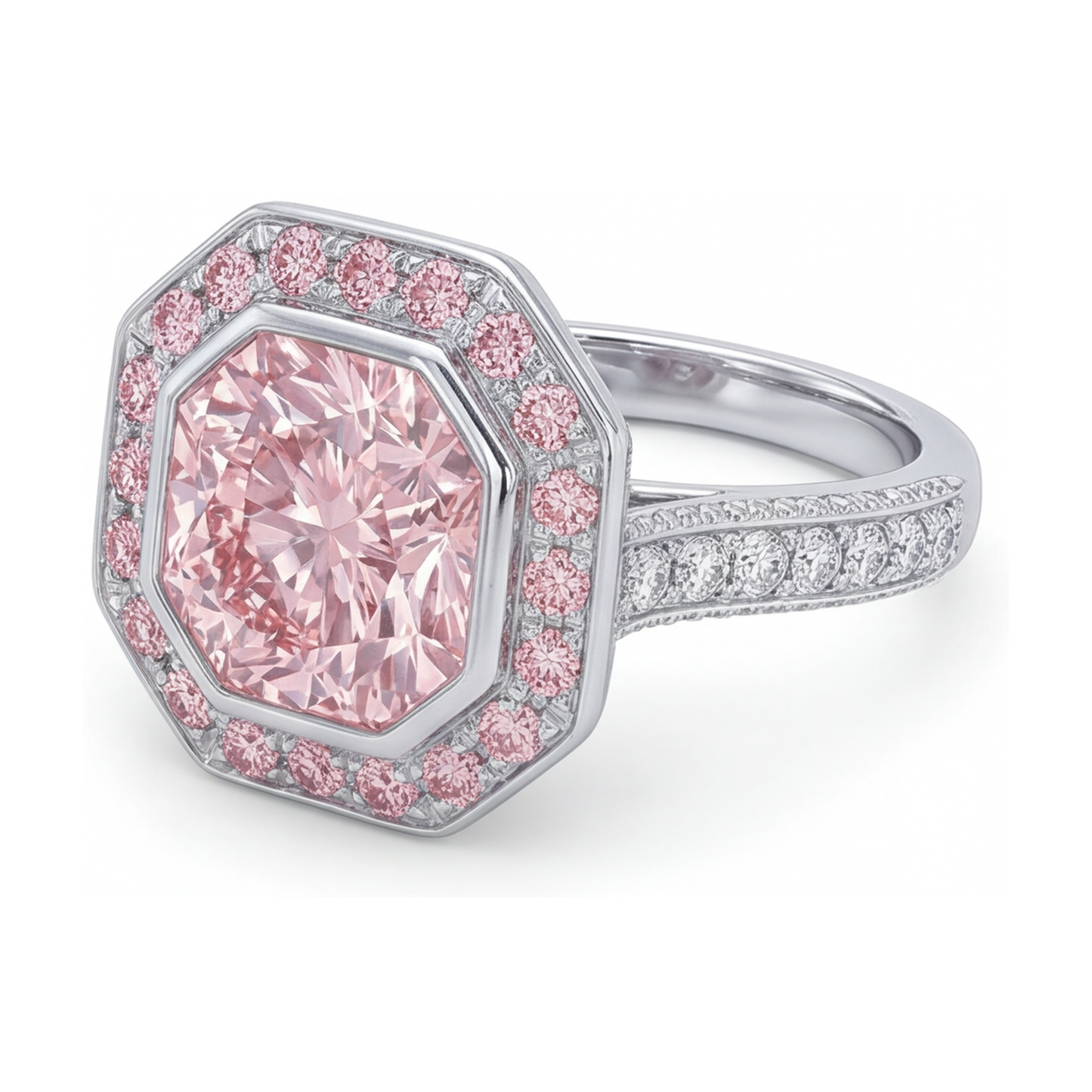 Anello con diamante rosa taglio rotondo da 3,9 carati