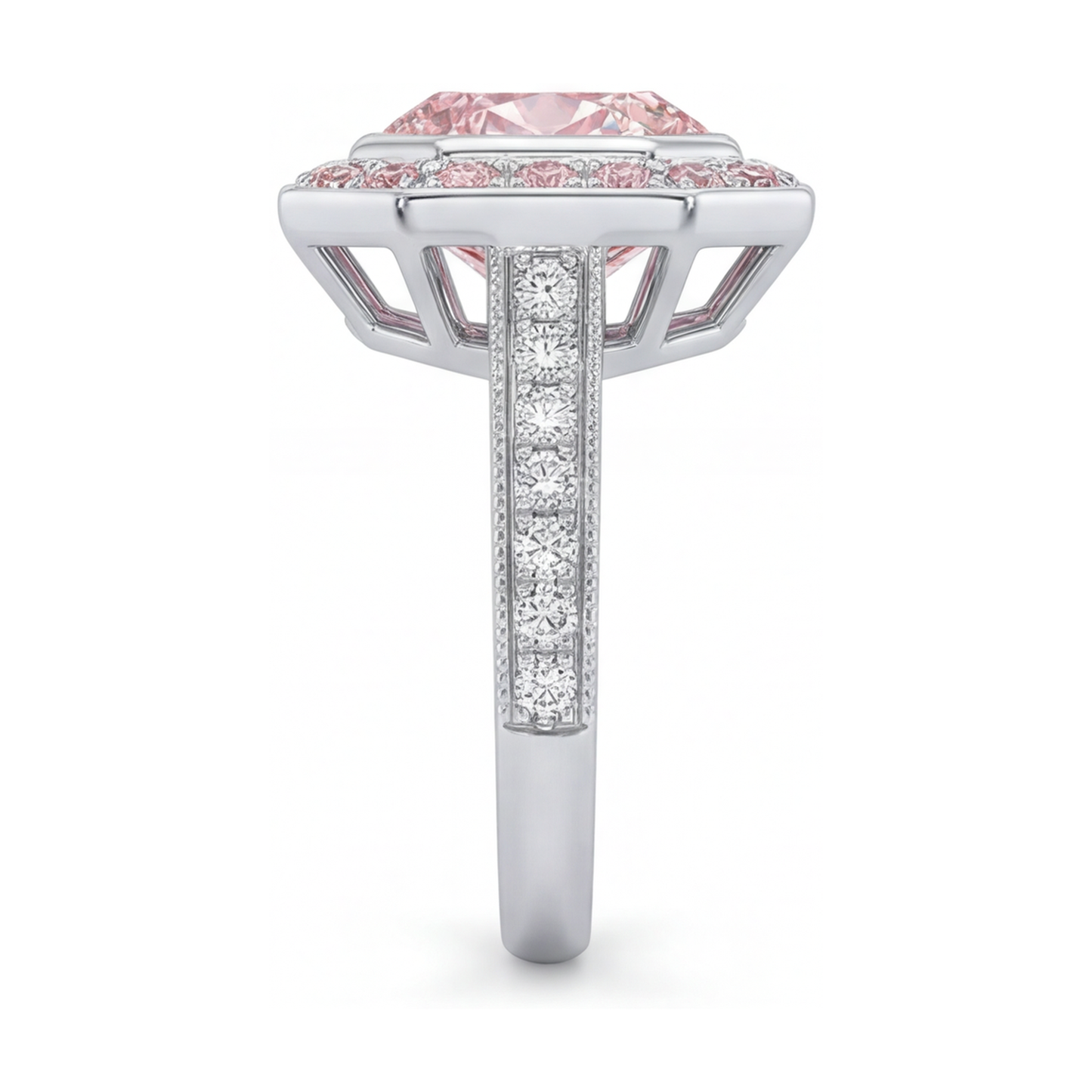 Anello con diamante rosa taglio rotondo da 3,9 carati