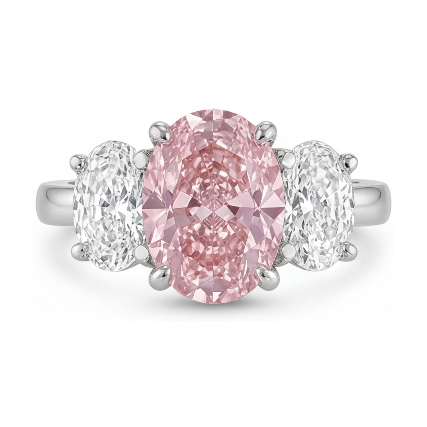 Anello con diamante rosa taglio ovale da 4,2 carati