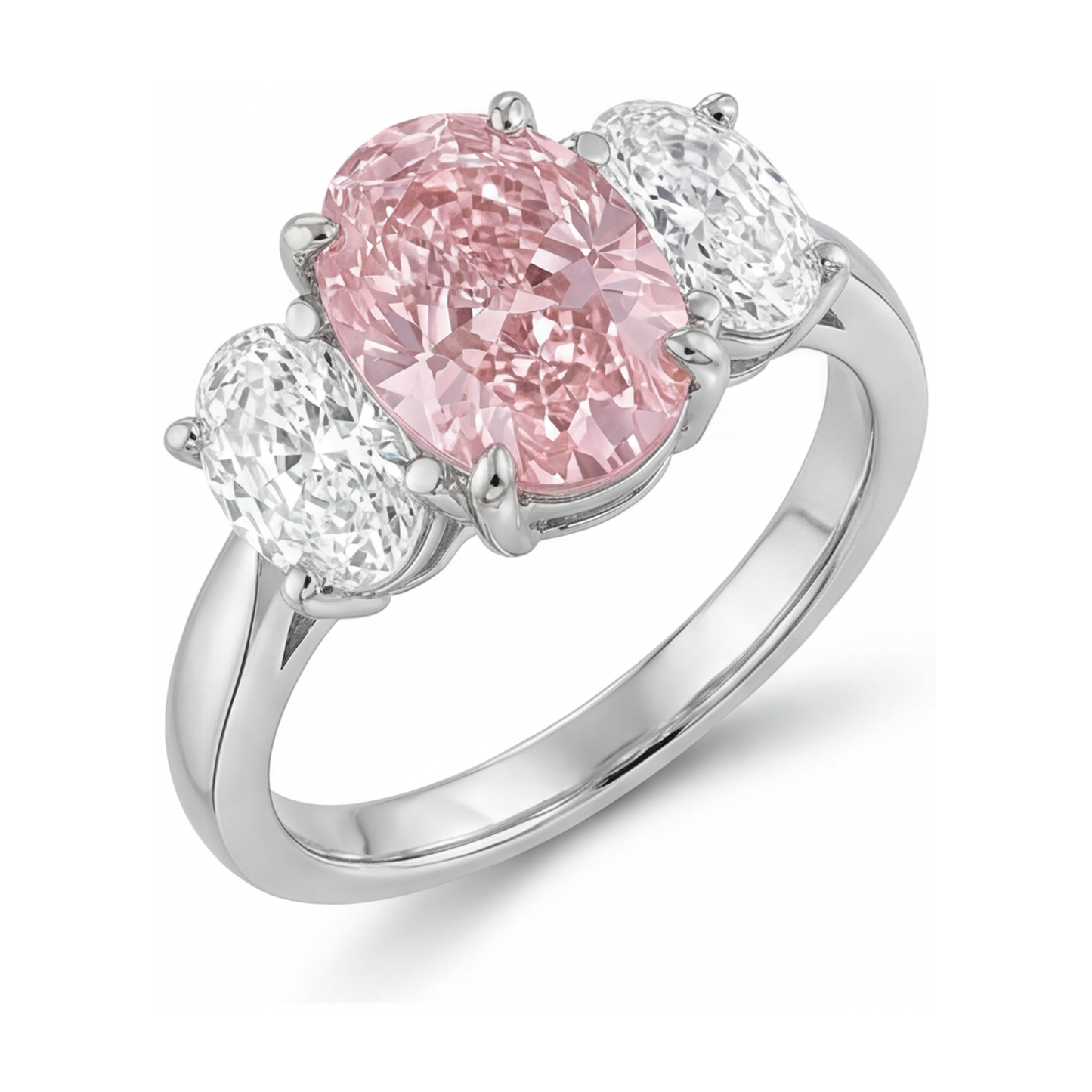 Anello con diamante rosa taglio ovale da 4,2 carati