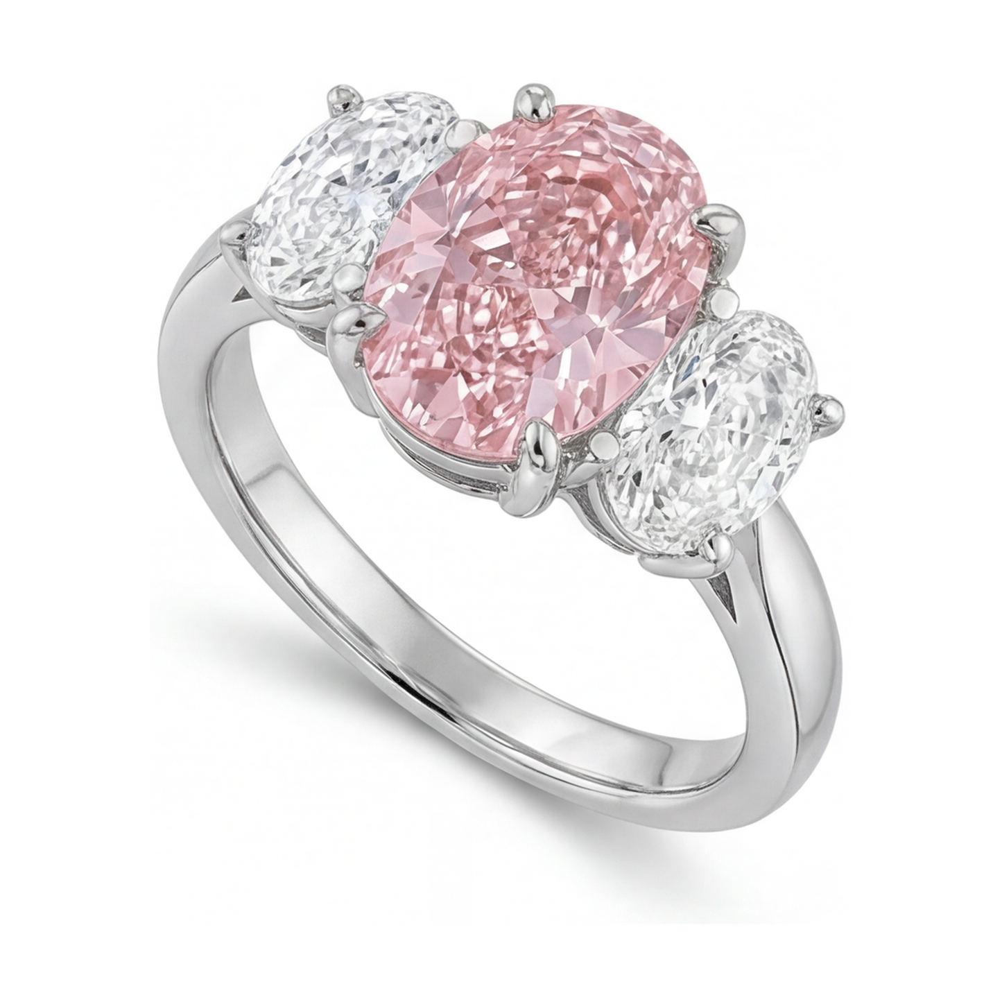 Anello con diamante rosa taglio ovale da 4,2 carati