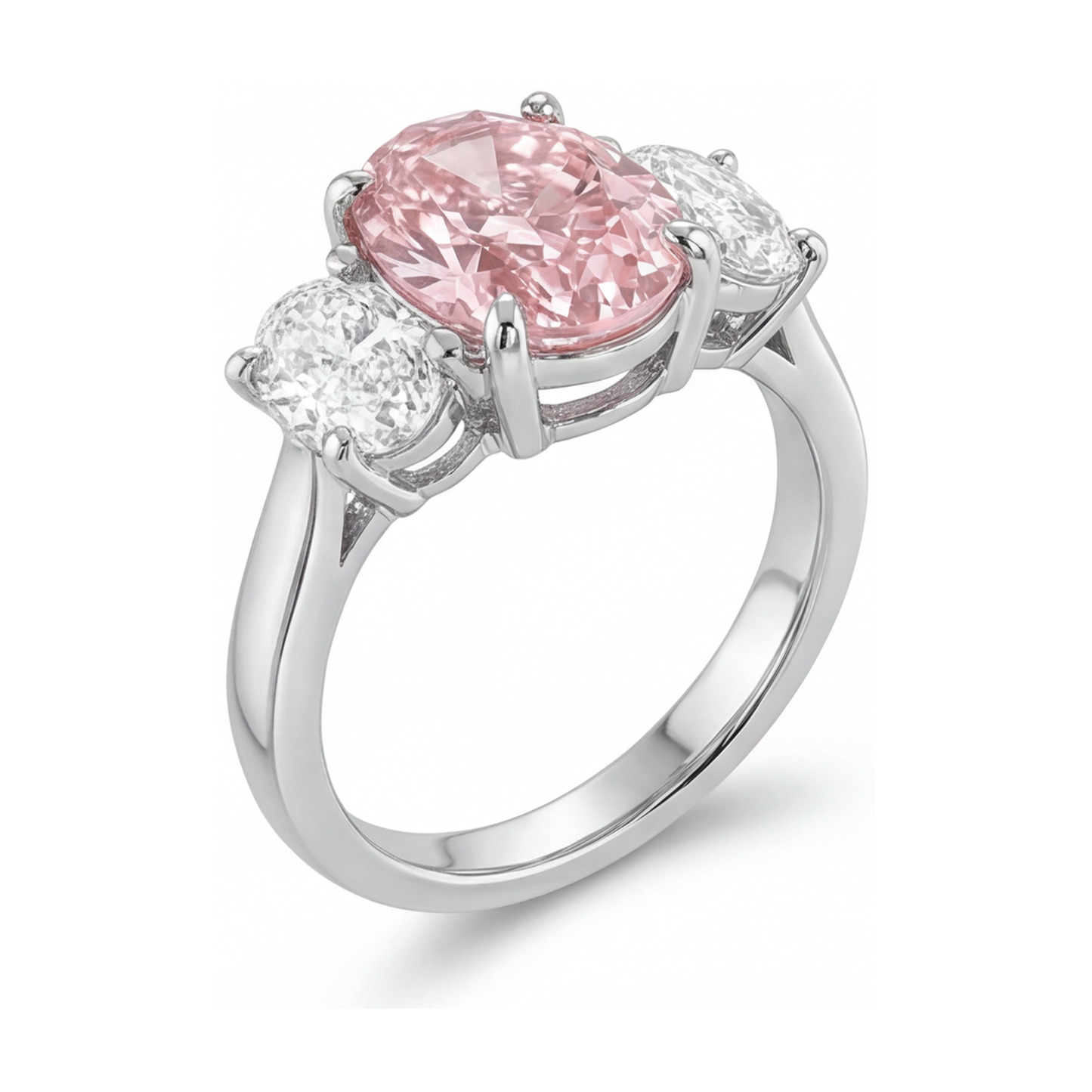Anello con diamante rosa taglio ovale da 4,2 carati