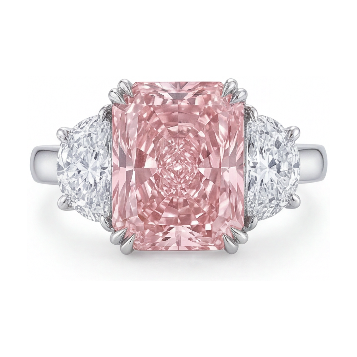 Anello con diamante rosa taglio radiant da 4,5 carati