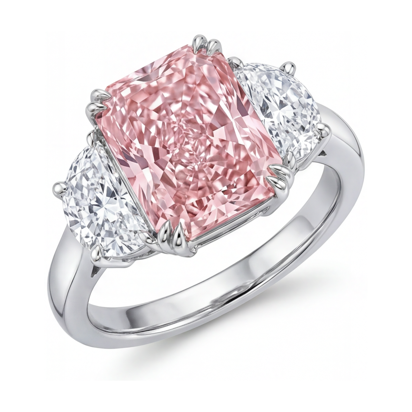 Anello con diamante rosa taglio radiant da 4,5 carati