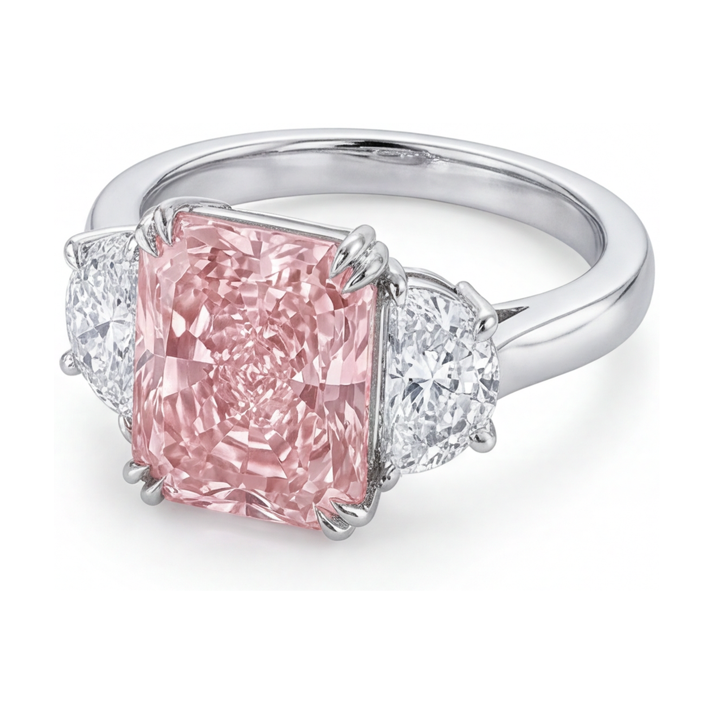 Anello con diamante rosa taglio radiant da 4,5 carati