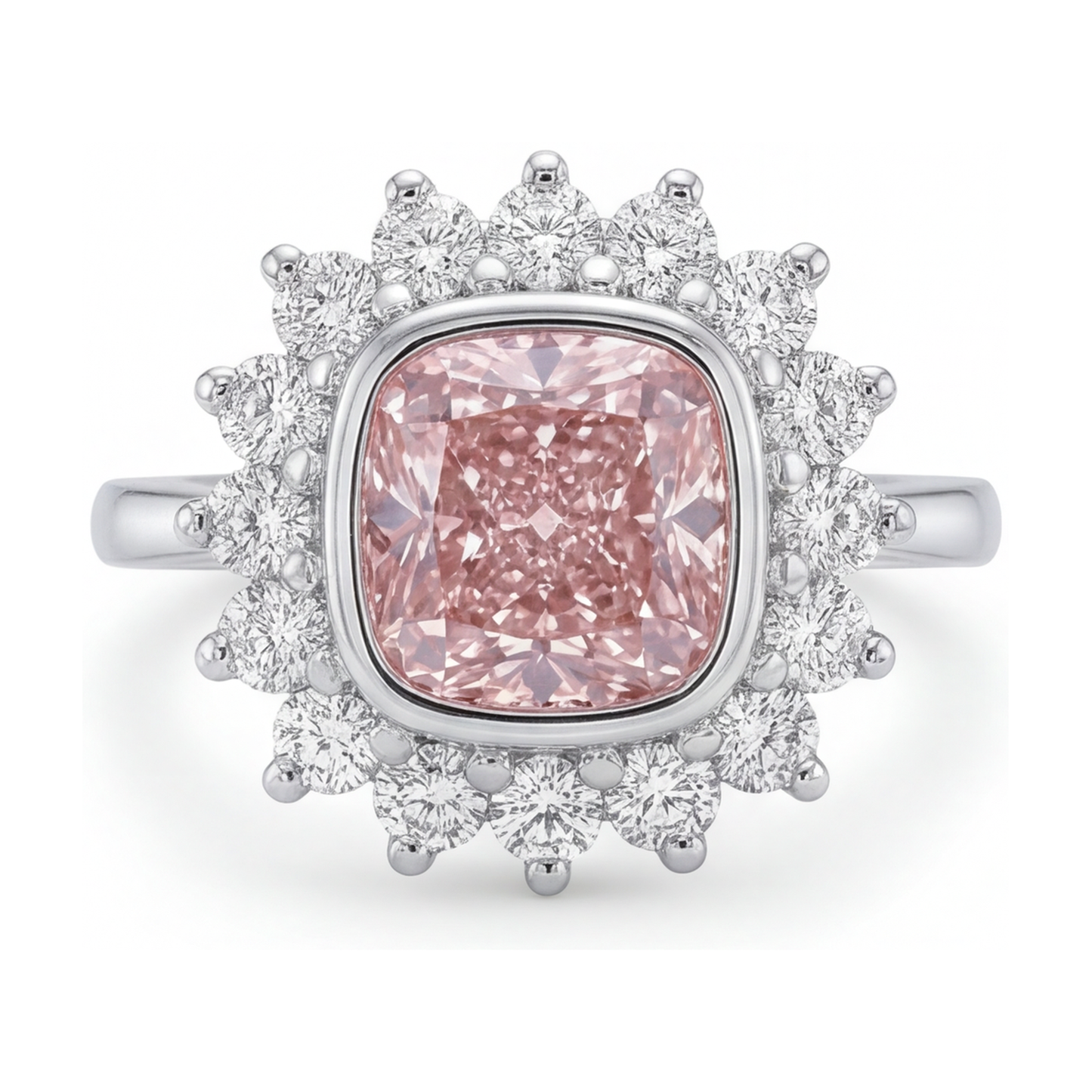 Anello con diamante rosa taglio a cuscino da 4 carati