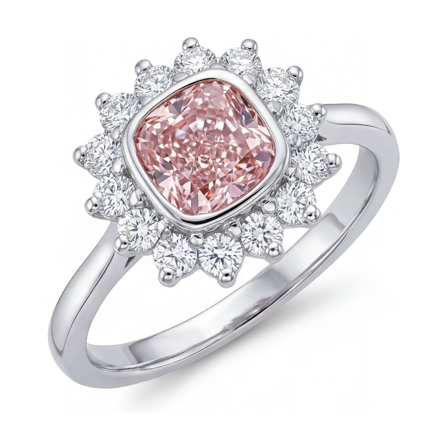 Anello con diamante rosa taglio a cuscino da 4 carati