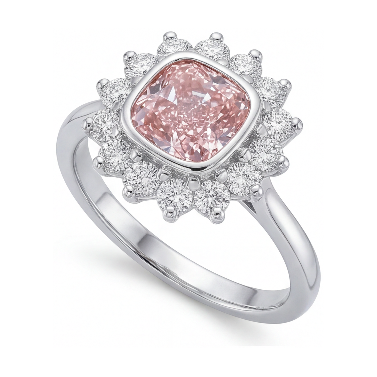 Anello con diamante rosa taglio a cuscino da 4 carati