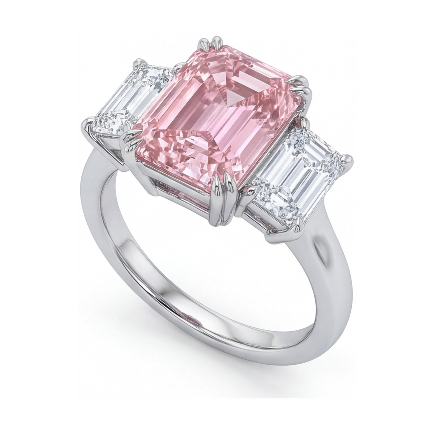 Anello con diamante rosa taglio smeraldo da 4 carati