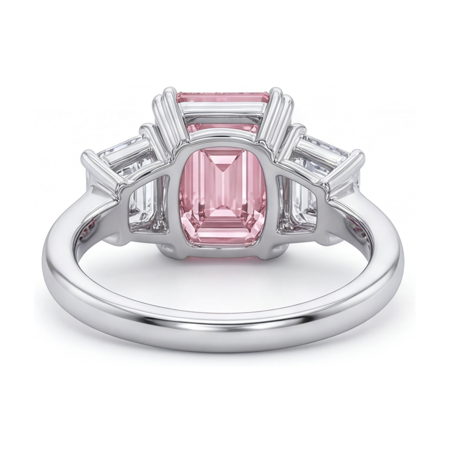 Anello con diamante rosa taglio smeraldo da 4 carati
