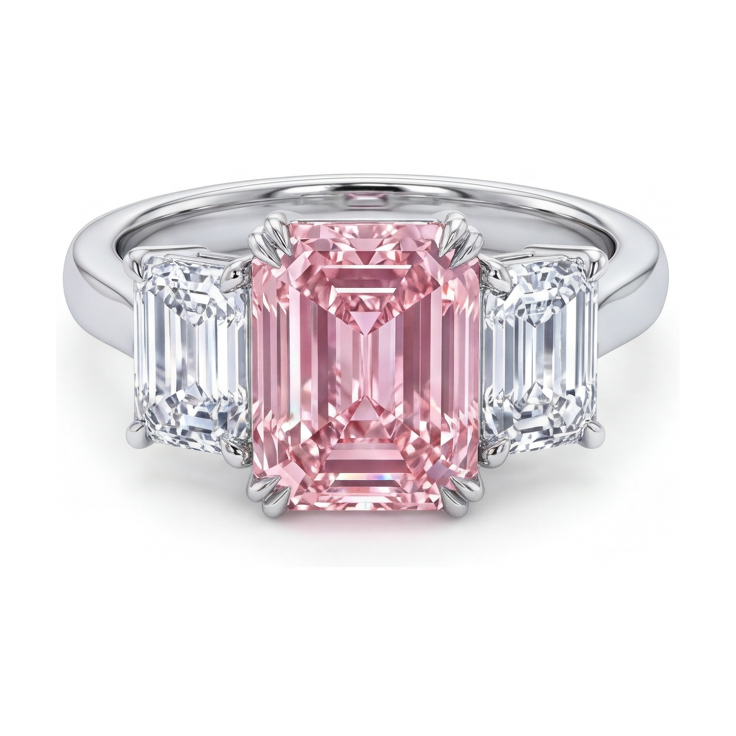 Anello con diamante rosa taglio smeraldo da 4 carati