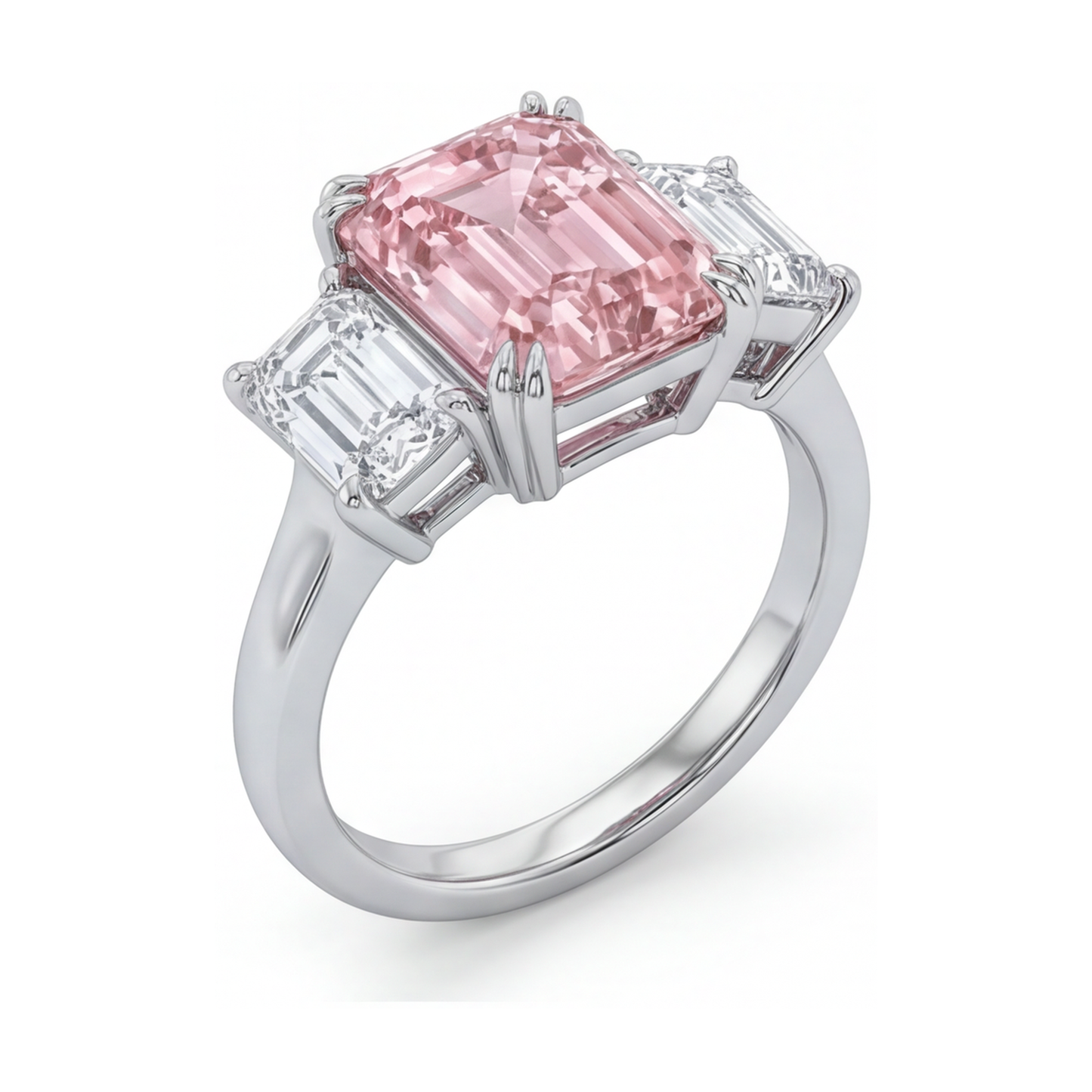 Anello con diamante rosa taglio smeraldo da 4 carati