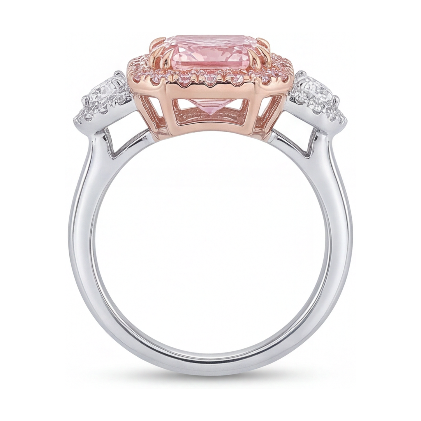 Anello con diamante rosa taglio radiant da 5,1 carati