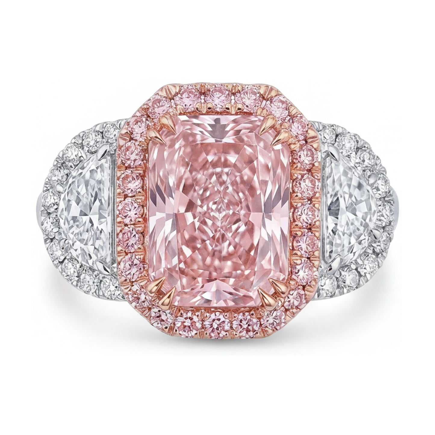 Anello con diamante rosa taglio radiant da 5,1 carati
