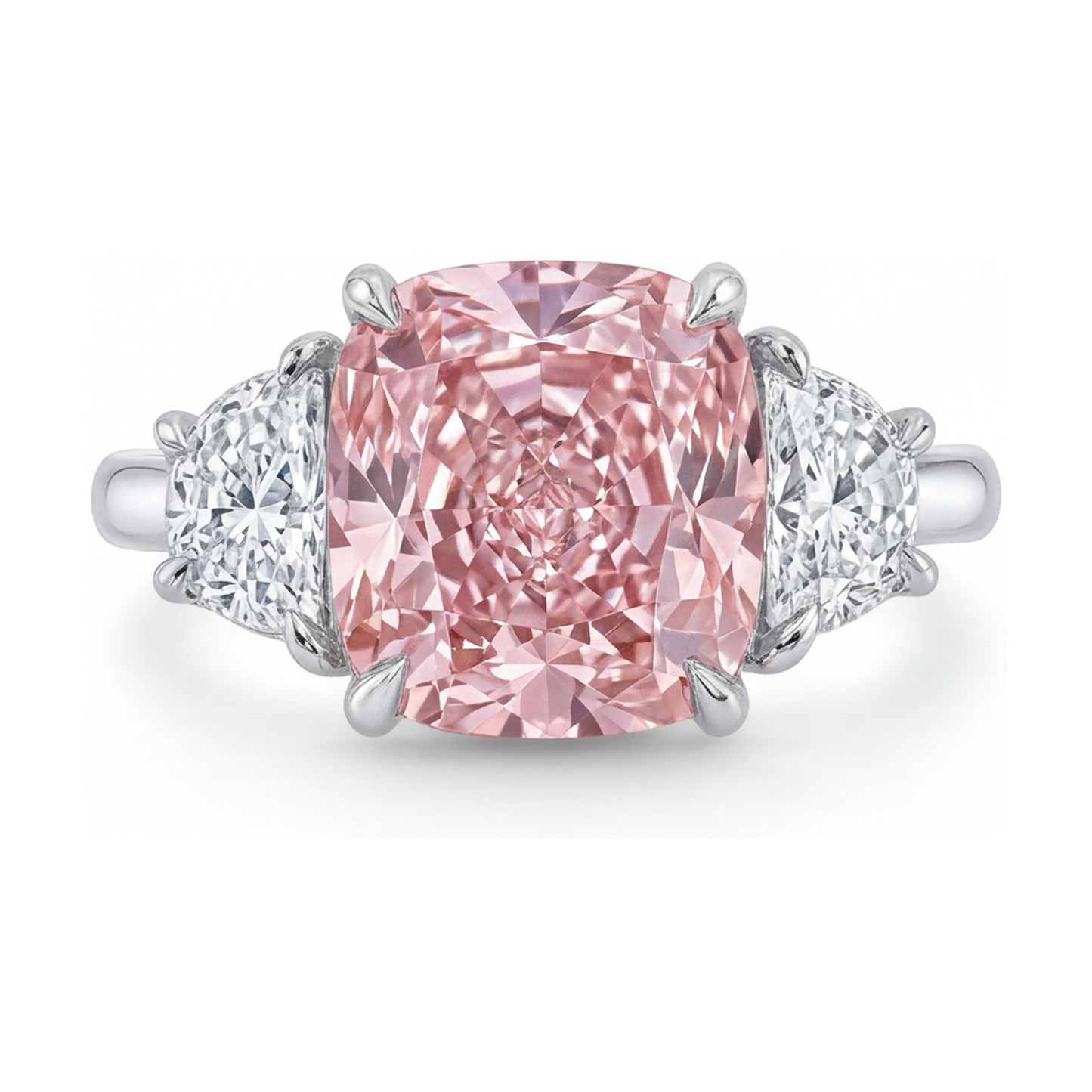 Anello con diamante rosa taglio a cuscino da 5,2 carati