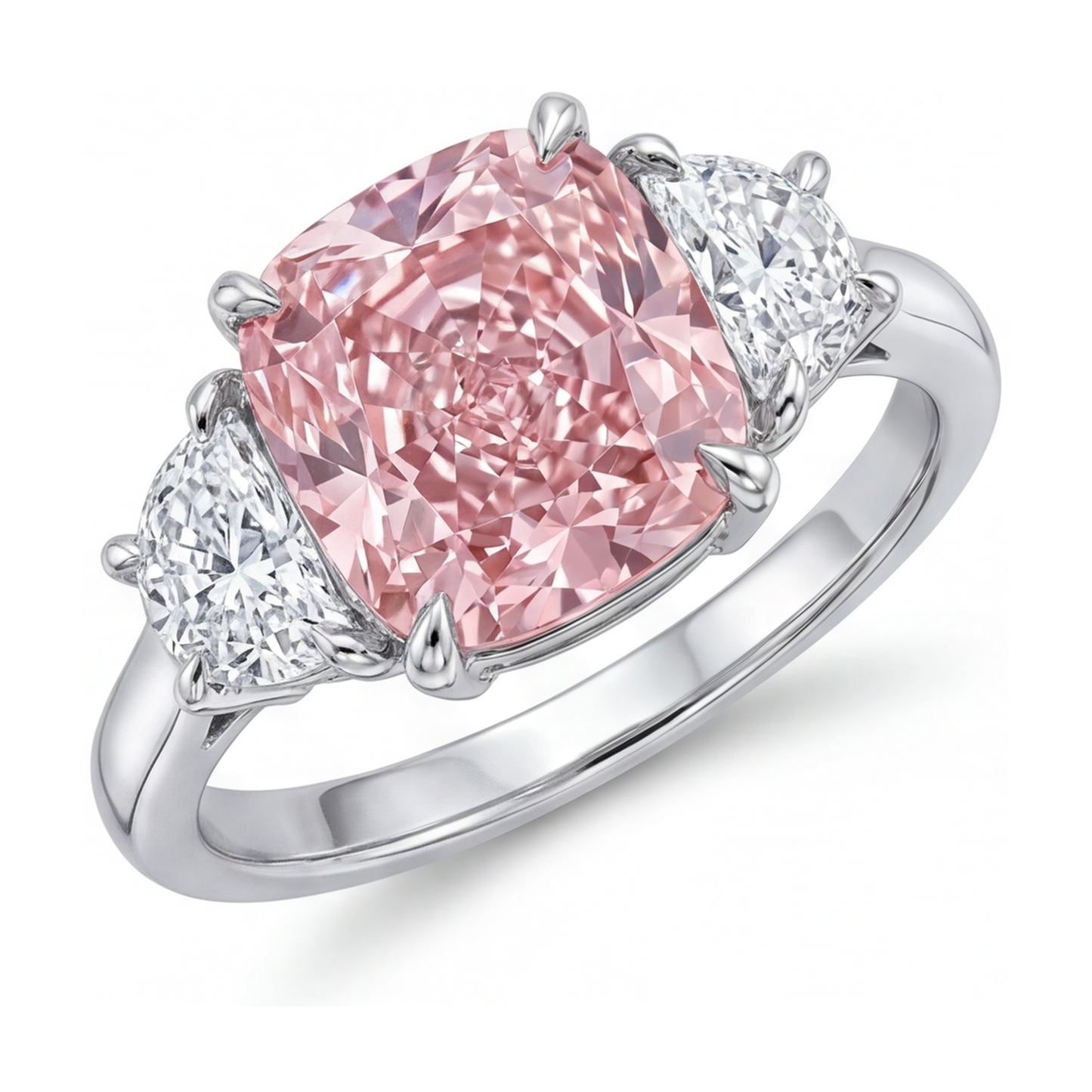 Anello con diamante rosa taglio a cuscino da 5,2 carati