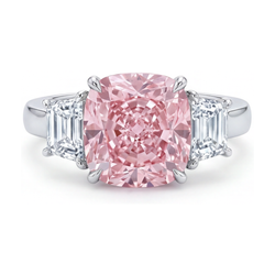 Fede Nuziale con Diamante Rosa Taglio a Cuscino da 5,1 Carati