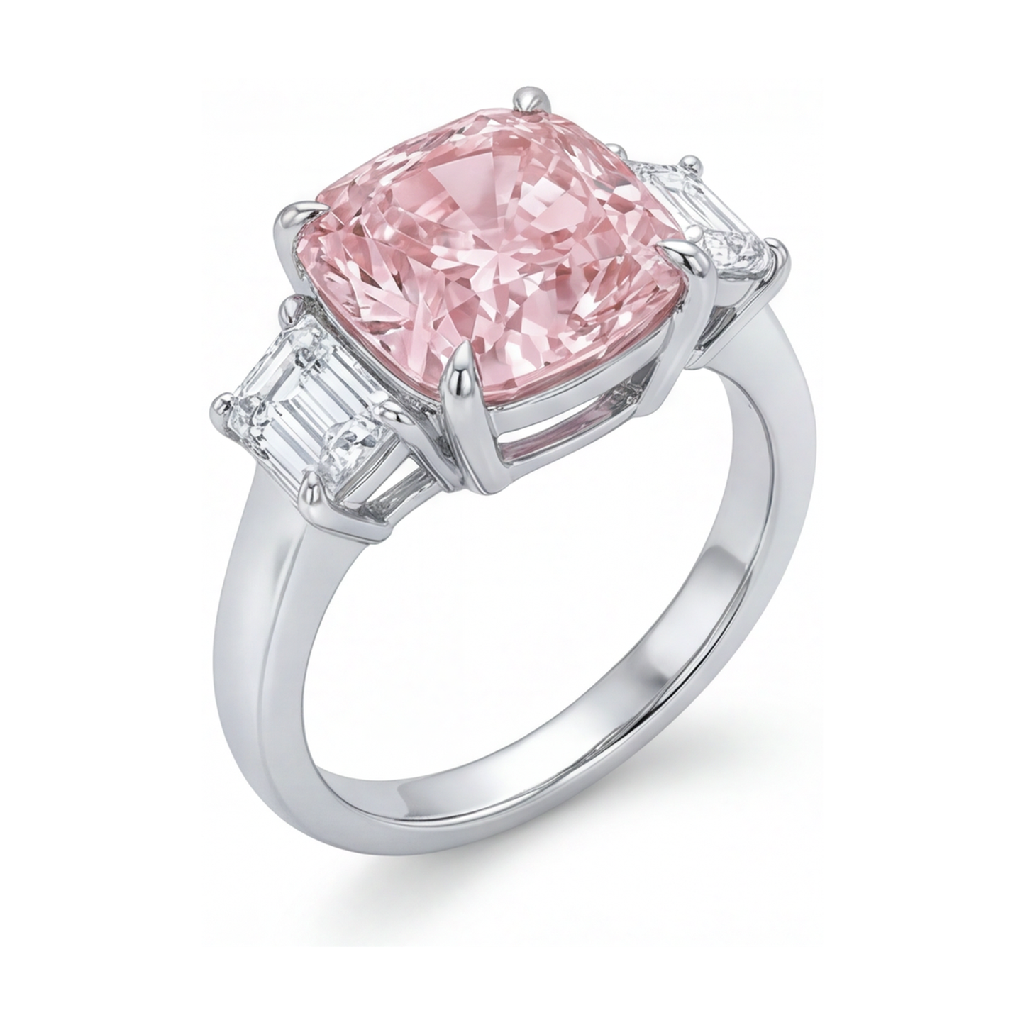 Fede Nuziale con Diamante Rosa Taglio a Cuscino da 5,1 Carati