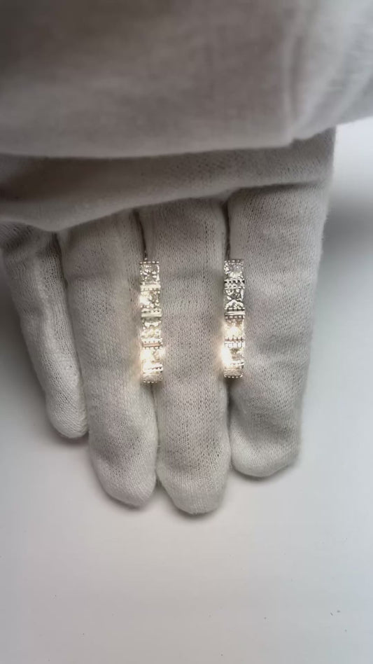 Orecchino A Cerchio Con Naturale Diamanti Taglio Principessa Da Donna In Oro Massiccio 14K 6 Carati