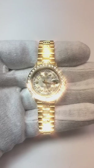 Rolex Datejust Iced Out Diamond Lady Orologio Bracciale in oro giallo