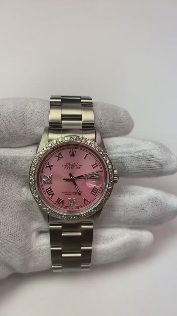 Rolex Set rapido rosa Romano Diamond ostrica Bracciale Uomini Guarda 36mm Set rapido