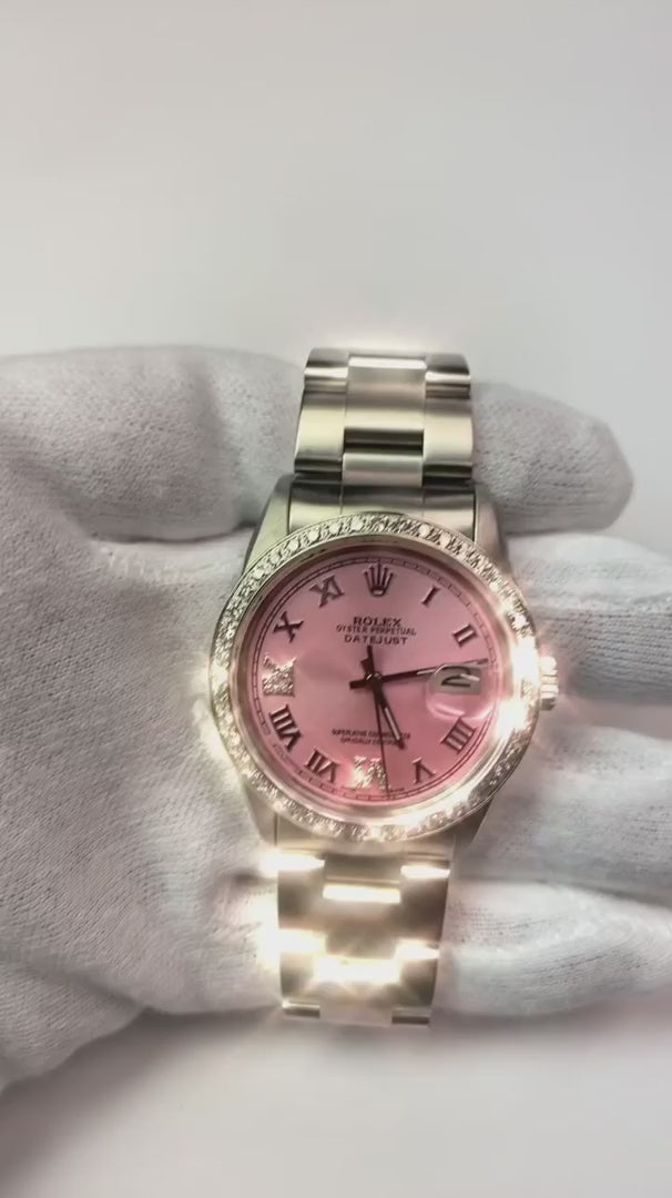 Rolex Set rapido rosa Romano Diamond ostrica Bracciale Uomini Guarda 36mm Set rapido