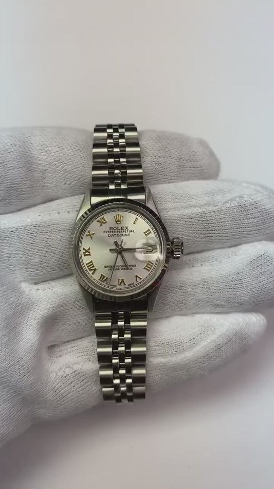 Quadrante grigio romano Rolex Datejust Donna Lunetta giubileo Acciaio inossidabile